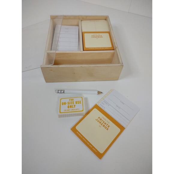 "From the Private Jukebox of" Old School Lending Library Card Kit wooden box - Picture 4 of 12